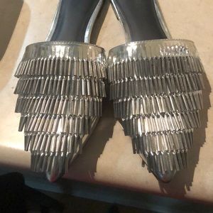 Calvin Klein Silver Mules Size 9